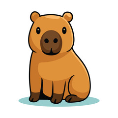 Cute Capybara Looking front Flat Cartoon Illustration.eps