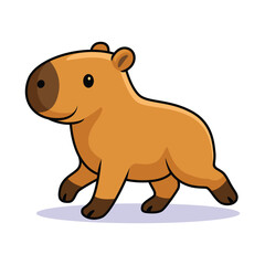 smiling Capybara walking Flat Cartoon Illustration.eps