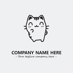 Cat character illustration black and white for logo company vector image
