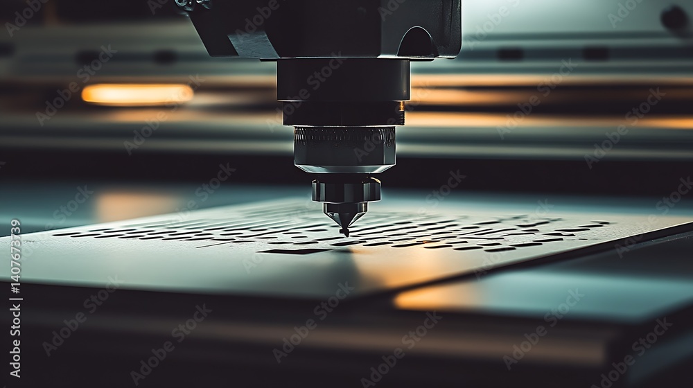 Poster close-up view of laser engraving technology engraving detailed patterns on various surfaces : genera