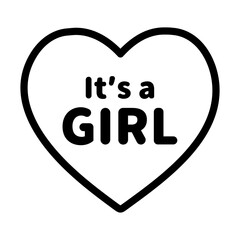 It's a girl heart icon. Pregnancy, newborn baby, gender reveal, party celebration concepts. Outlined decorative vector design isolated illustration.