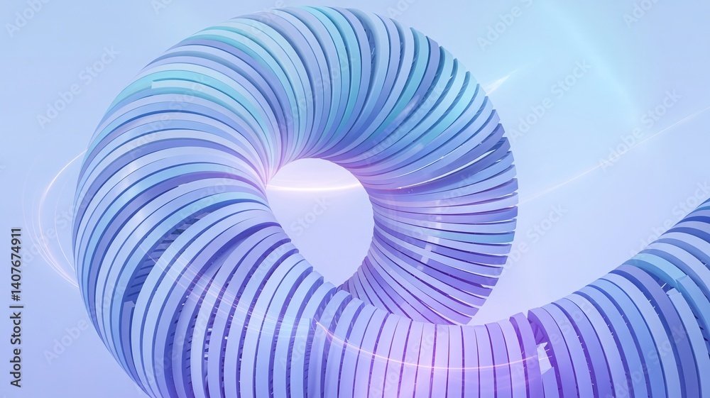 Fototapete an abstract, swirling 3d-rendered object in shades of blue, creating a sense of movement and depth. 