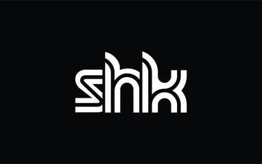 SHK Creative Unique Modern Letter Logo Design. Stylized logo featuring a unique letter design, presenting abstract minimalist aesthetics and modern appeal.