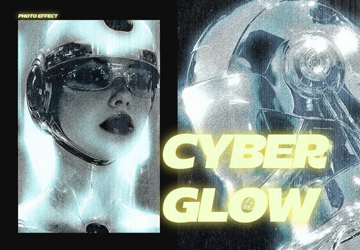 Abstract Cyber Glow Blur Photo Effect