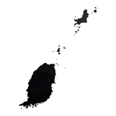 Abstract Polygon - Low Poly Color Black Grenada map. Vector Illustration eps10.