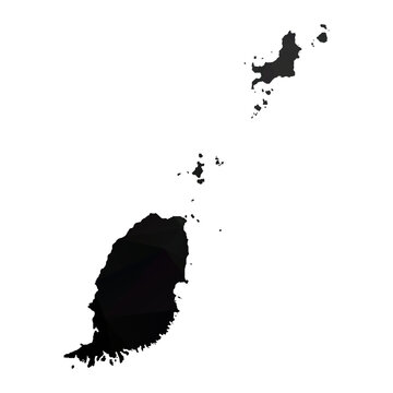 Abstract Polygon - Low Poly Color Black Grenada map. Vector Illustration eps10.
