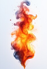 Fototapeta premium Vibrant Orange and Yellow Watercolor Flames Abstract Fire Artwork with Soft Texture and Fluid Movement