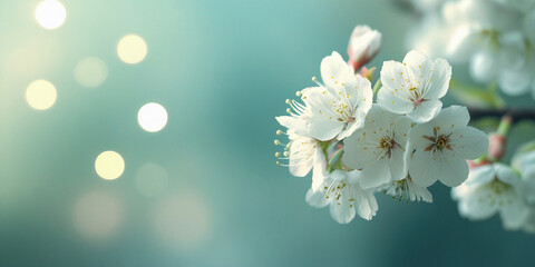 Cherry Blossom Bloom – Soft Blue Bokeh Spring Floral Photography