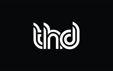 THD Creative Unique Modern Letter Logo Design. Stylized logo featuring a unique letter design, presenting abstract minimalist aesthetics and modern appeal.