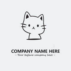 Cat character illustration black and white for logo company vector image
