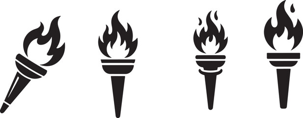  Vector Illustrations of Flaming Torches in Various Styles