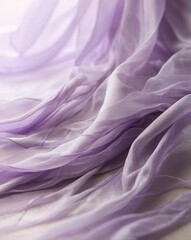 Obraz premium Abstract macro of sheer pastel lavender fabric with soft sunlight — romantic Spring/Summer 2025 sheer trend texture