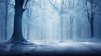 Fototapeta premium enchanting nature blue misty winter forest