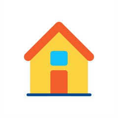 Minimalist Vector Home Design with Bright Orange Roof and Vibrant Blue Window