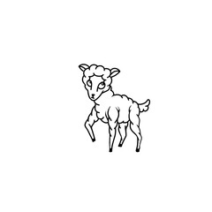 Easter lamb silhouette — shy little sheep, bashful and gentle, hand-drawn sketch