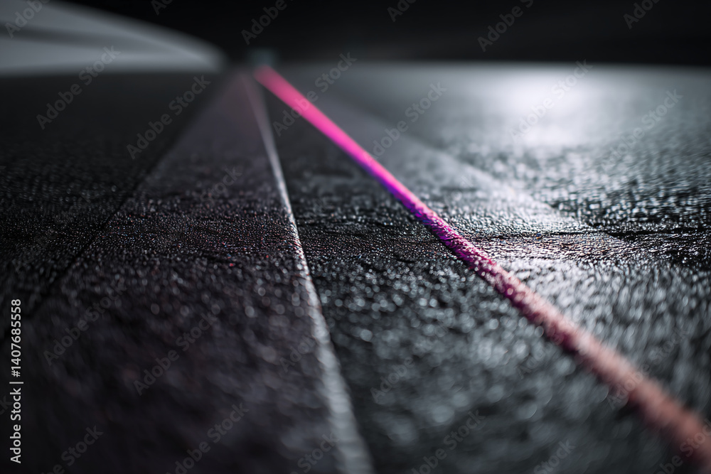 Aufkleber Dark textured surface with a pink line, creating a sharp contrast and abstract design, showcasing a modern and sleek aesthetic, ideal for backgrounds or banners