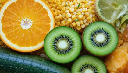 Fresh Fruit and Vegetable Slices, Vibrant and Healthy