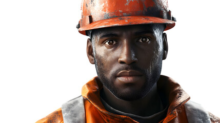 Fototapeta premium Confident Construction Worker Making Eye Contact Isolated on White Background