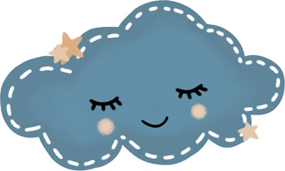 Fototapeta premium Cute sleeping cloud for kids or nursery room decoration