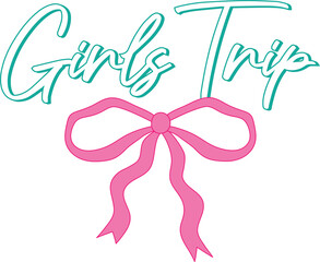 Girls trip vacation with pink bow coquette
