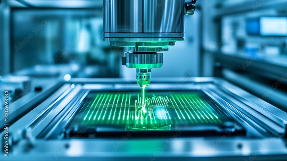Poster Advanced Laser Systems in Modern Microelectronics Highlighted by Vivid Green Light Capturing High Precision Circuit Design : Generative AI