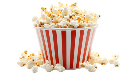High-Quality Popcorn Bucket Isolated on White Background for Cinematic Snack Ads