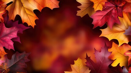 Fototapeta premium Autumn leaves frame, fall colors, nature backdrop