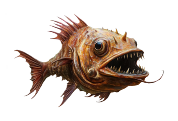 Anglerfish for Deep Sea Wildlife and Nature Art - Isolated on White Background