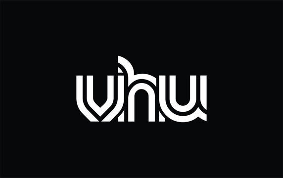VHU Creative Unique Modern Letter Logo Design. Stylized logo featuring a unique letter design, presenting abstract minimalist aesthetics and modern appeal.