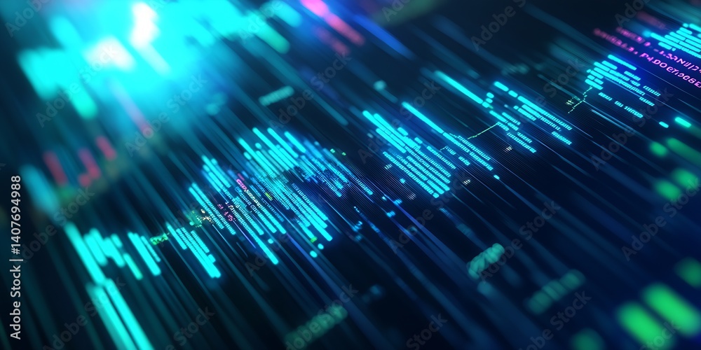Aufkleber High-Tech Digital Data Flow Visualization Representing Stock and Trading Indicators : Generative AI