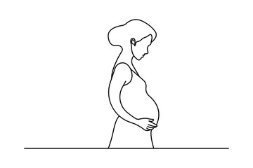 Modern one line art of pregnant woman  minimalist maternity vector design
