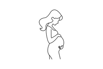 Modern one line art of pregnant woman  minimalist maternity vector design
