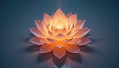 Illuminated lotus flower serene space digital art tranquil environment close-up view spiritual concept for mindfulness
