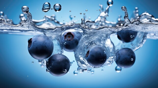 under blueberries in water