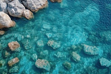 Fototapeta premium Father and Daughter Bonding in a Turquoise Cove Under Bright Sunlight