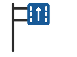 ポール付きのミニ標識の単品イラスト　進行方向別通行区分