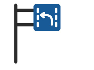 ポール付きのミニ標識の単品イラスト　進行方向別通行区分