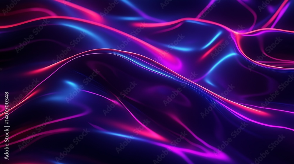 Aufkleber beautiful flowing abstract background with shimmering waves in blue and pink hues : generative ai