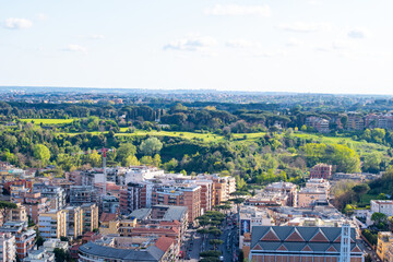 Fototapeta premium A cityscape view of the city of Rome, Italy as seen from the top of the Dome of St Peter's Basilica