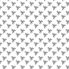 Black and white vector seamless pattern with small diamonds , star shapes ,rhombuses .Abstract black and white geometric texture .Simple minimal wide repeat background .