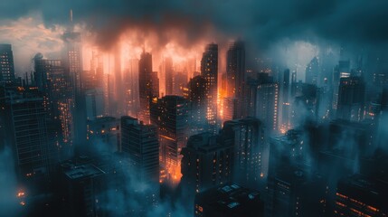 City street captured during twilight with moving vehicles and illuminated buildings creating a vibrant urban atmosphere