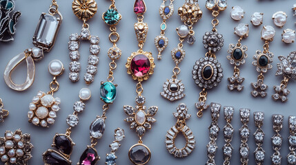 Collection of trendy earrings and fashion accessories displayed in a curated set