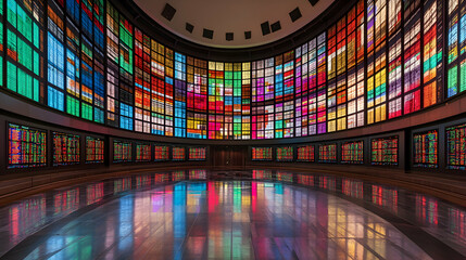 Fototapeta premium Stock market data visualized using graphs and statistics with detailed analysis on a large screen, with visible copy space