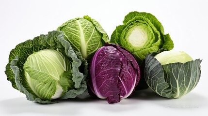 varieties cabbage white background