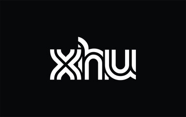 XHU Creative Unique Modern Letter Logo Design. Stylized logo featuring a unique letter design, presenting abstract minimalist aesthetics and modern appeal.