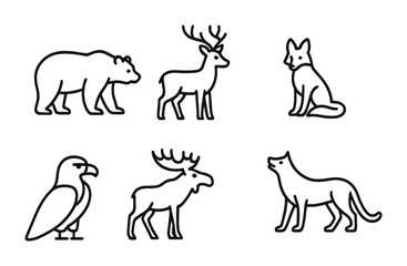 Minimalist geometric and abstract shape icons in black outline design.