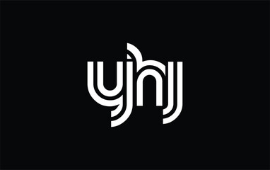 YHJ Creative Unique Modern Letter Logo Design. Stylized logo featuring a unique letter design, presenting abstract minimalist aesthetics and modern appeal.
