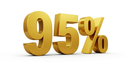 95 off mega sale Shiny gold digits on white background
