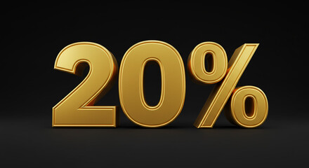 20 off sale Golden discount offer on black background