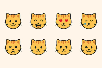 Fototapeta premium Cute cat emoji set